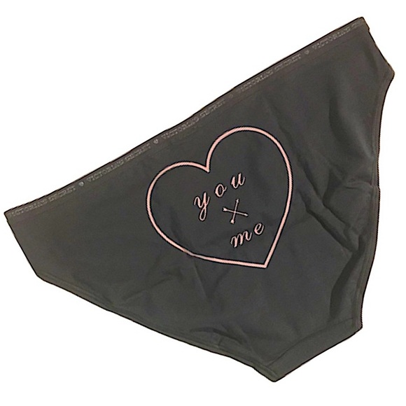 Victoria’s Secret Classic Cotton Bikini Panty in Gray with You Me Heart Graphic - Picture 1 of 15